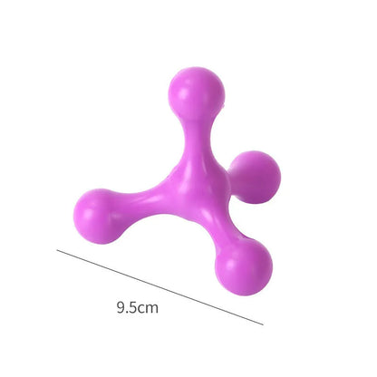 Blue three-legged silicone chew toy for small and medium dogs measuring 9.5cm with beef flavour