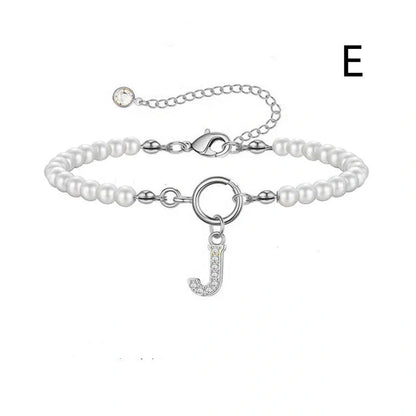 2024 Fashion Toggle Clasp Initial Bracelet with 6mm Pearl