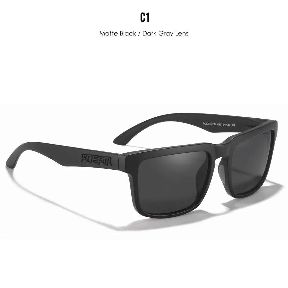 Square polarised sunglasses with TAC lenses and PC frames in multiple colour options.