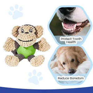 Cartoon monkey plush dog toy with squeakers for small medium dogs
