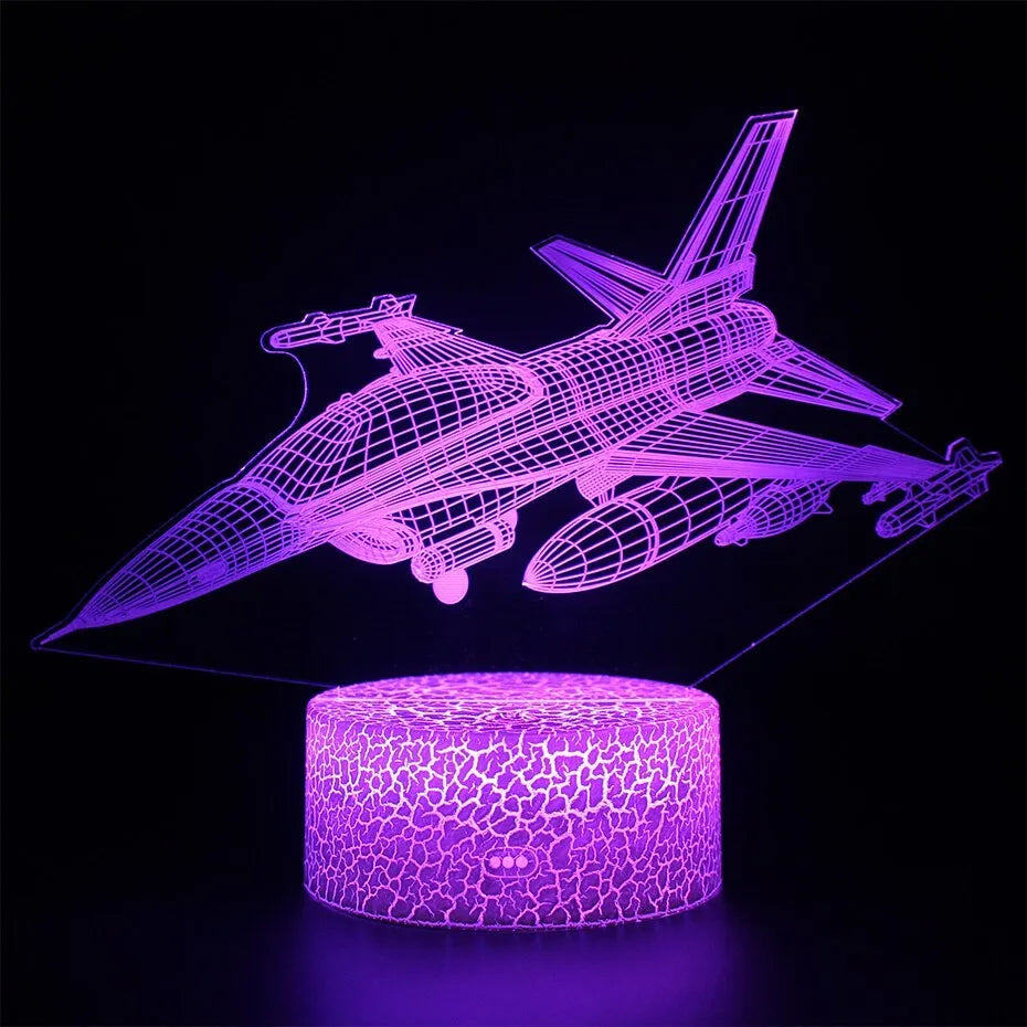 Cartoon aeroplane shaped night light with LED illumination and touch control panel