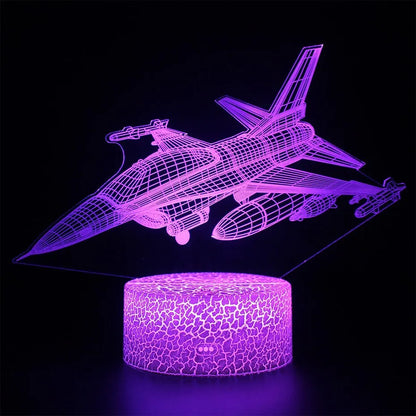 Cartoon aeroplane shaped night light with LED illumination and touch control panel