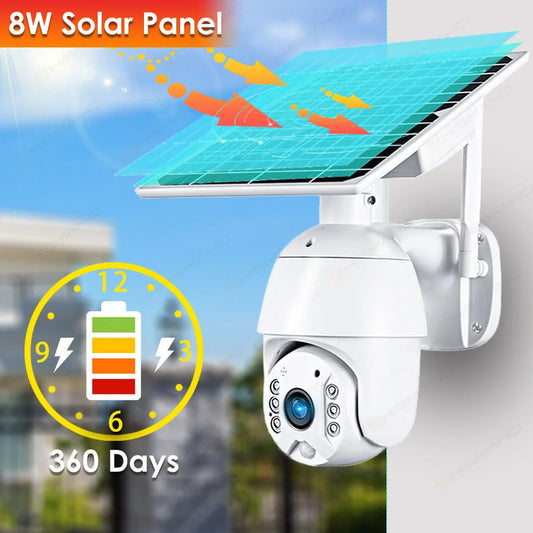 Solar-powered 4G security camera with 1080P resolution and PTZ capabilities