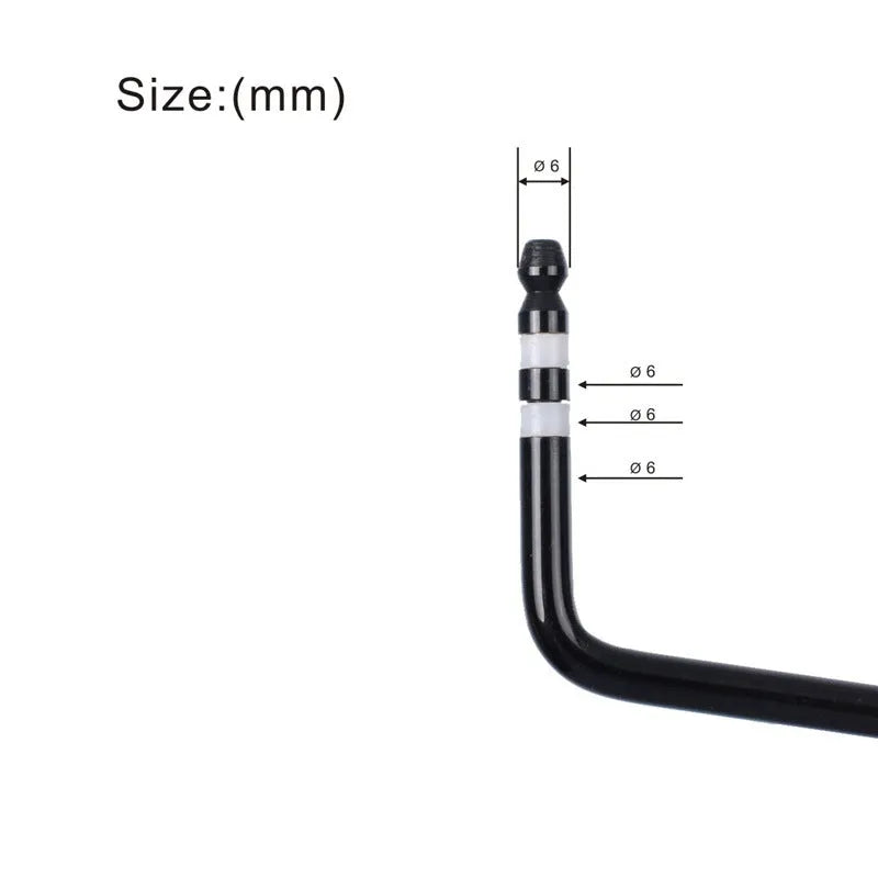 A metal guitar tremolo bar replacement part shown in black, blue, gold, and silver finishes.