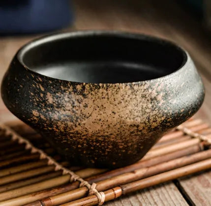 Ceramic tall bowl with Edo pattern, 15cm height, microwave-safe porcelain for soups and noodles