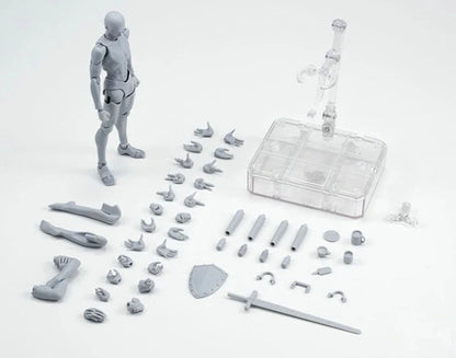 Articulated artist mannequin kit with interchangeable hands and accessories