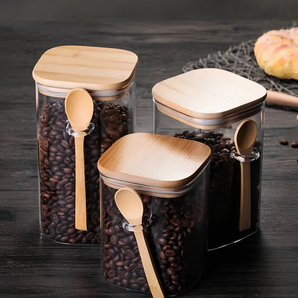 Square glass food storage container with Japanese design, 800-1000ml capacity, microwave-safe