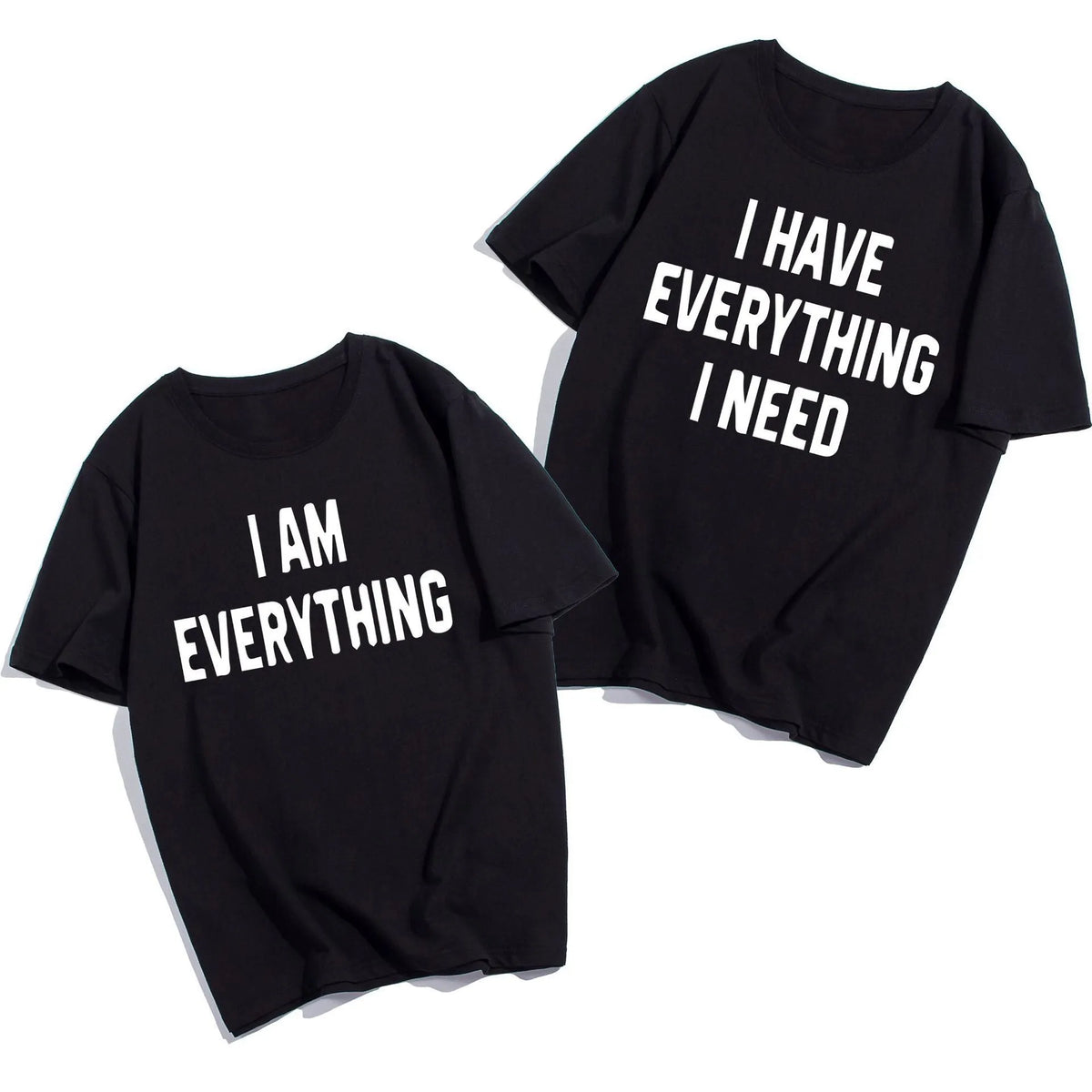 Couples short sleeve cotton t-shirts in black and white, sizes S to XXXL and matching sets