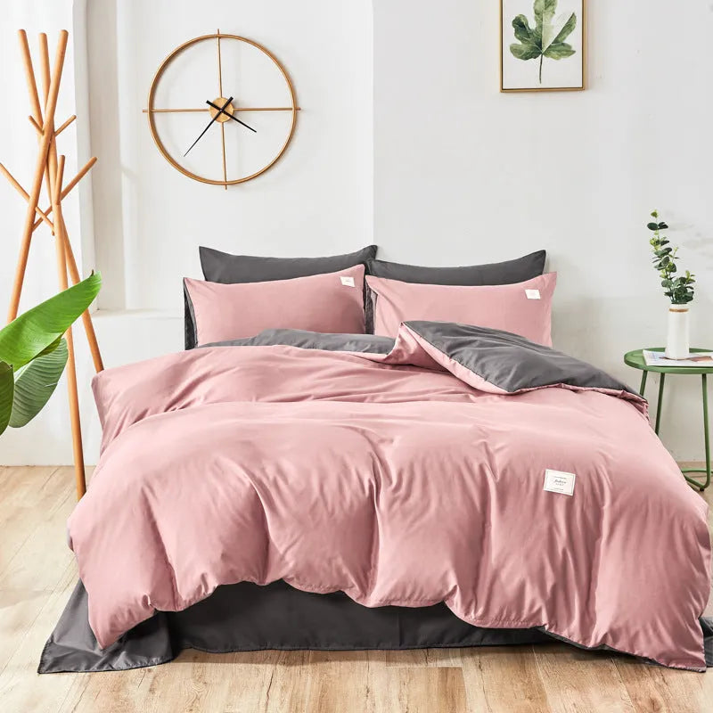 Home Textile bedding set showing duvet cover, flat sheet and pillowcases in a choice of ten colours.