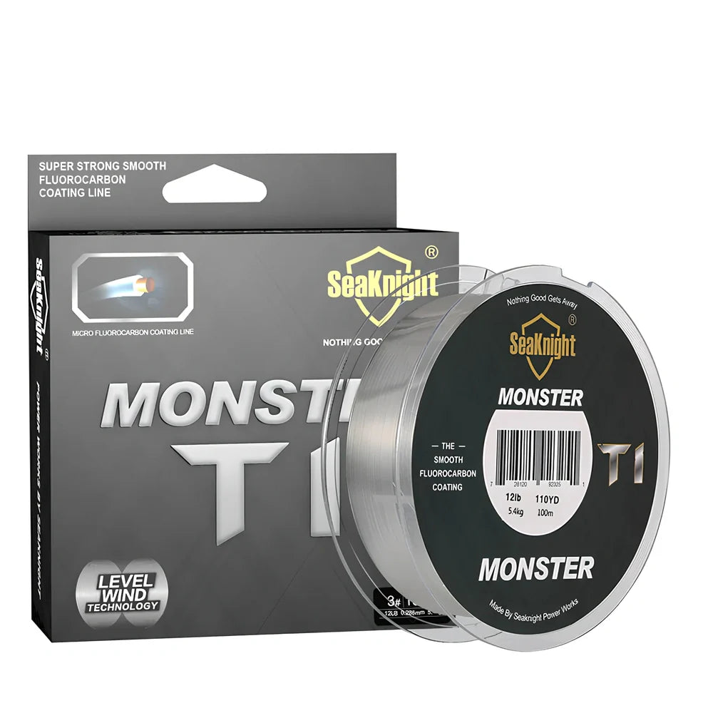 Transparent carbon fibre coated fishing line 100m spool in sizes 0.8 to 8.0 for strong UK angling