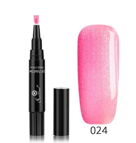 3-in-1 Gel Nail Varnish Pen with Glitter for One-Step Nail Art