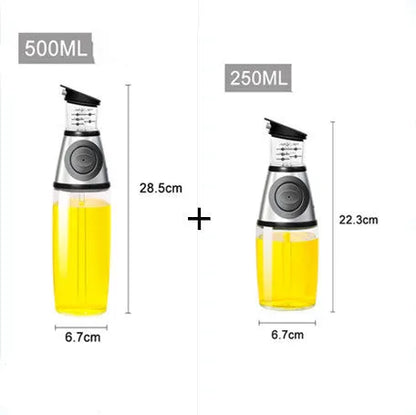 500ml clear glass oil bottle with 28.5cm height and square base for kitchen condiment storage