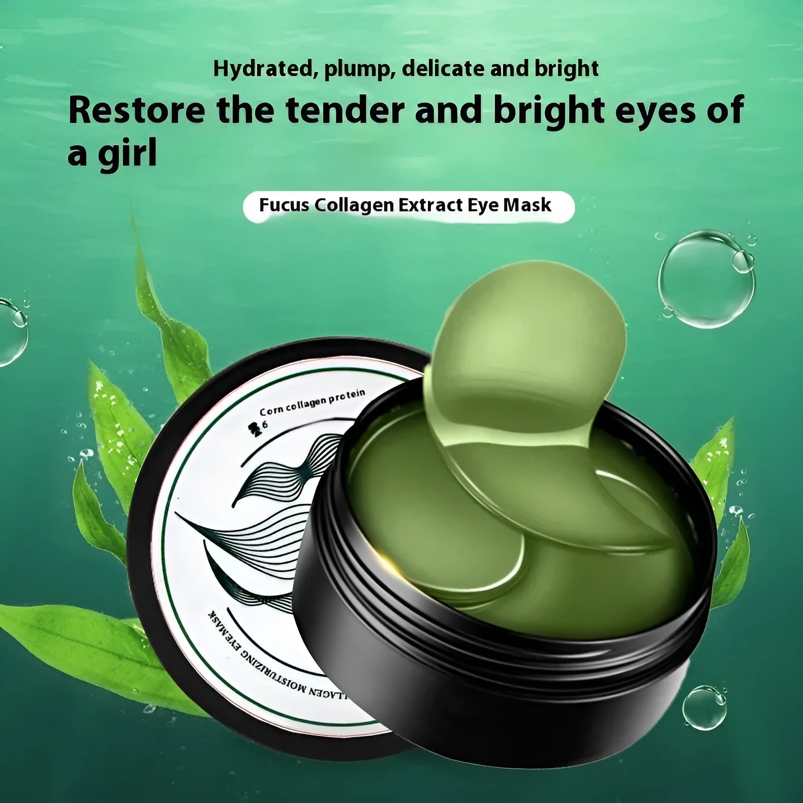 Pack of 60 seaweed collagen essence eye masks in sheet form for moisturising