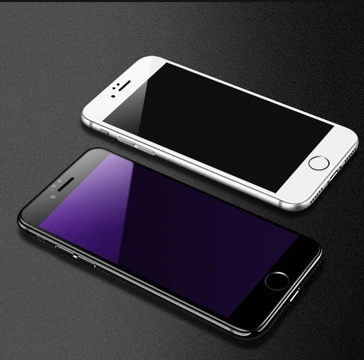 Black and white tempered glass screen protectors for iPhone with 3D carbon fibre soft edges