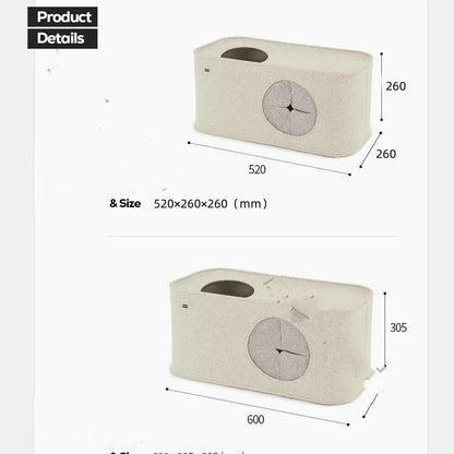 Khaki and grey foldable felt cat nest shown in two size options for pet beds or cage inserts.