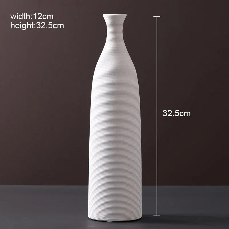 Modern Scandinavian ceramic vase with textured inlay surface decoration