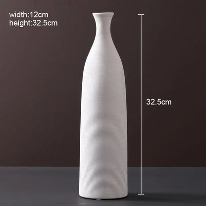 Modern Scandinavian ceramic vase with textured inlay surface decoration