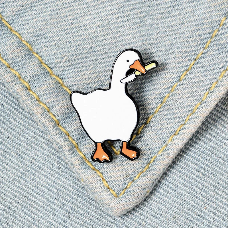 Untitled Goose Game Big Goose Brooch in alloy with geometric design