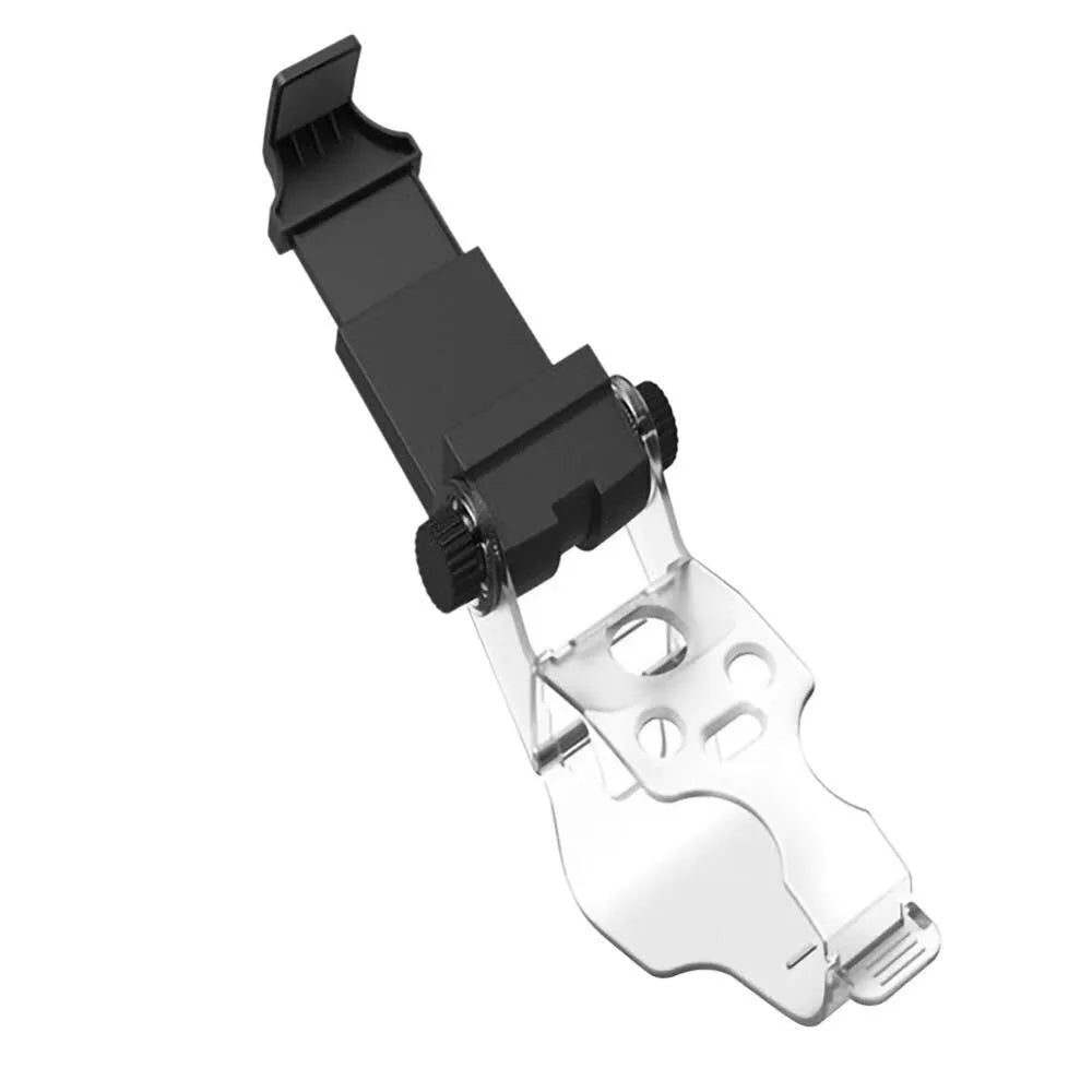 Black universal mobile phone holder bracket for car dashboard, office desk, or home use
