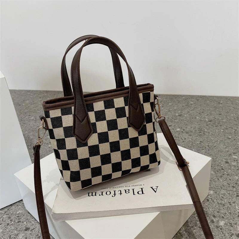Premium houndstooth and plaid crossbody bags with stylish patterns, comfortable wool material, and versatile design