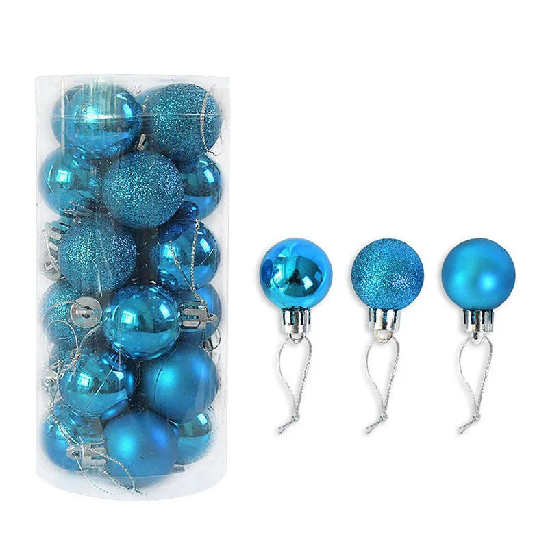 3cm diameter electroplated Christmas baubles in various metallic colours including gold, red and silver