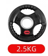 Three-hole rubber bag for gym weightlifting barbell, cast iron construction with rubber coating