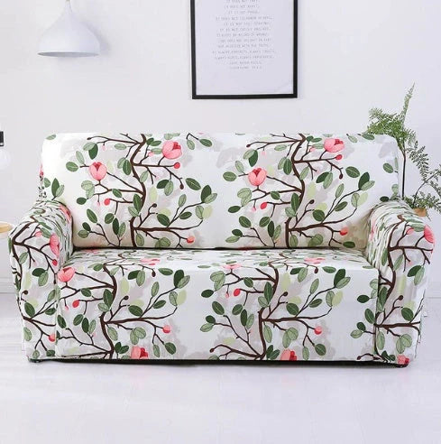 Elastic sofa cover in navy blue with high-density fabric for stain protection