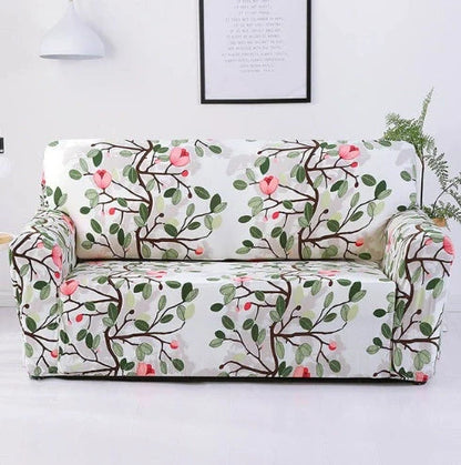 Elastic sofa cover in navy blue with high-density fabric for stain protection