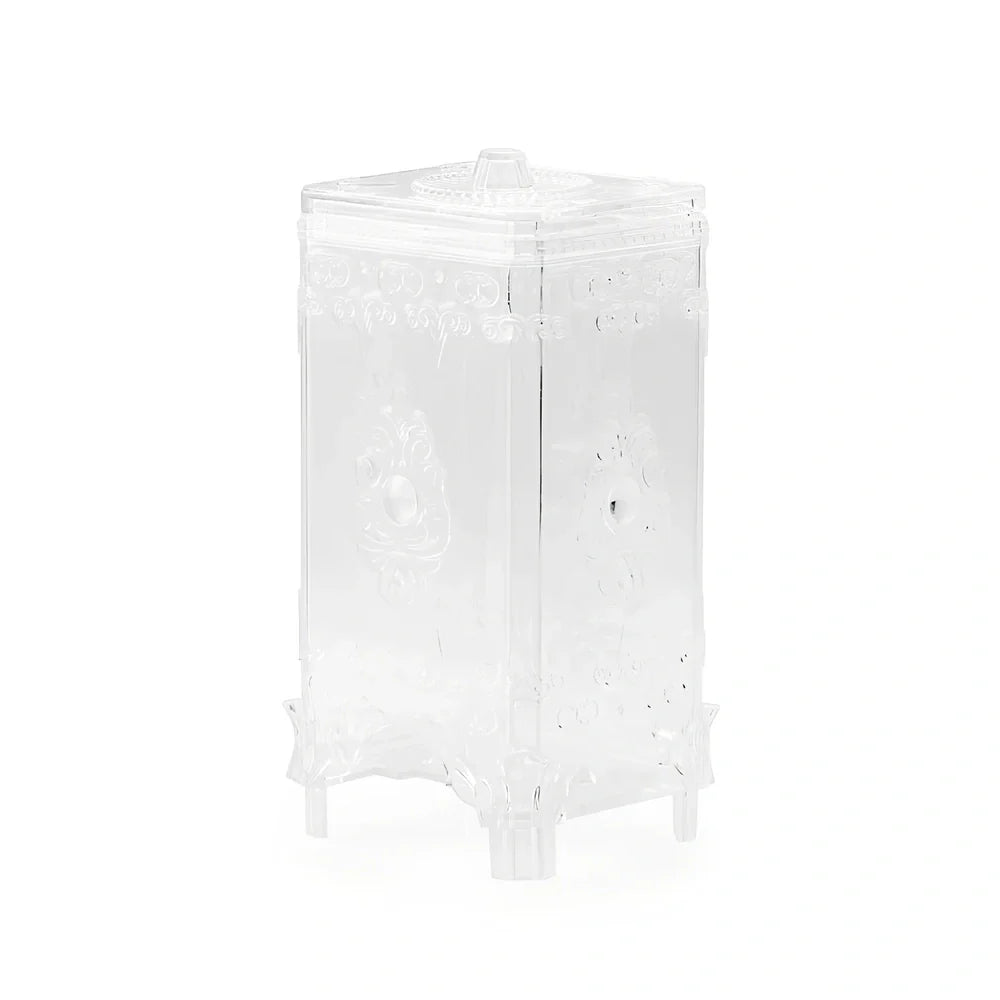 Covered plastic cosmetics storage box with 45-litre capacity in four colour options