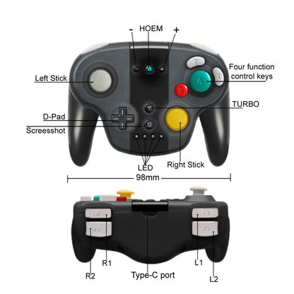 Black wireless Bluetooth gamepad for Nintendo Switch and PC with NFC function