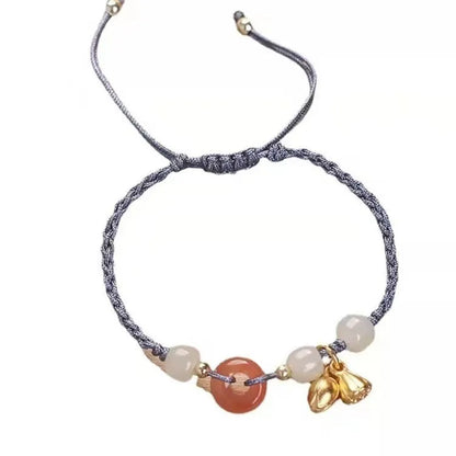 Hetian jade peace buckle bracelet with constellation design on blue strap