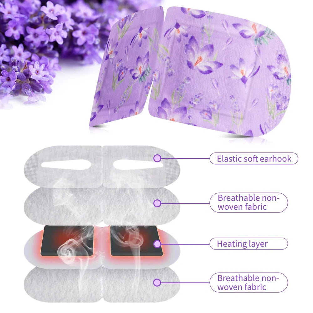 Disposable lavender-scented eye mask with steam heating technology, 12-piece pack