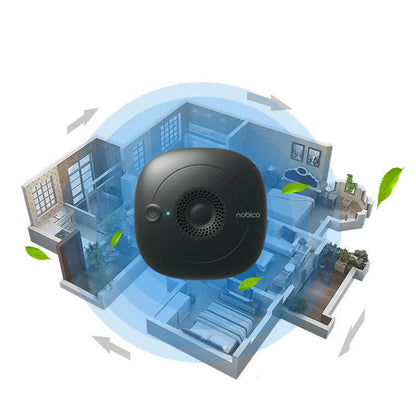 Compact black ultrasonic bed vacuum cleaner for mite repellent on a mattress.