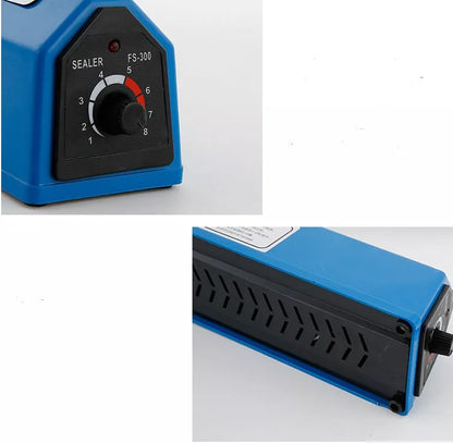 Blue heat sealing machine for plastic and paper bags with adjustable heating time