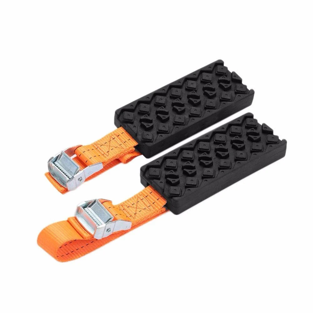 Premium snow tire chains with rugged rubber and nylon construction for maximum traction on icy and snowy roads