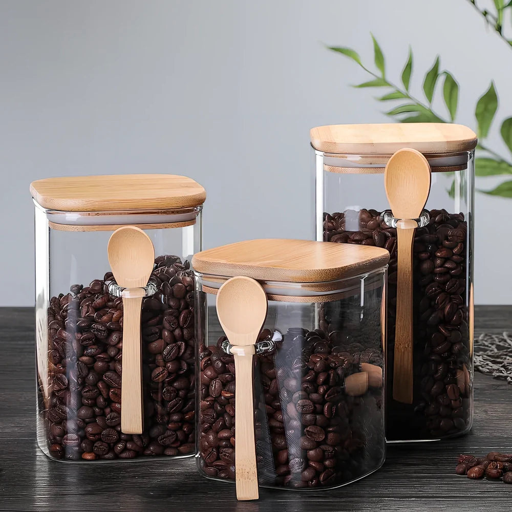 Square glass food storage container with Japanese design, 800-1000ml capacity, microwave-safe