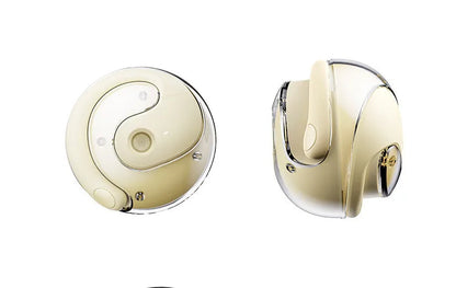 Small Coconut Ball wireless Bluetooth ear-hook headset with bone conduction, shown in Black, Milky White or Violet PC ABS