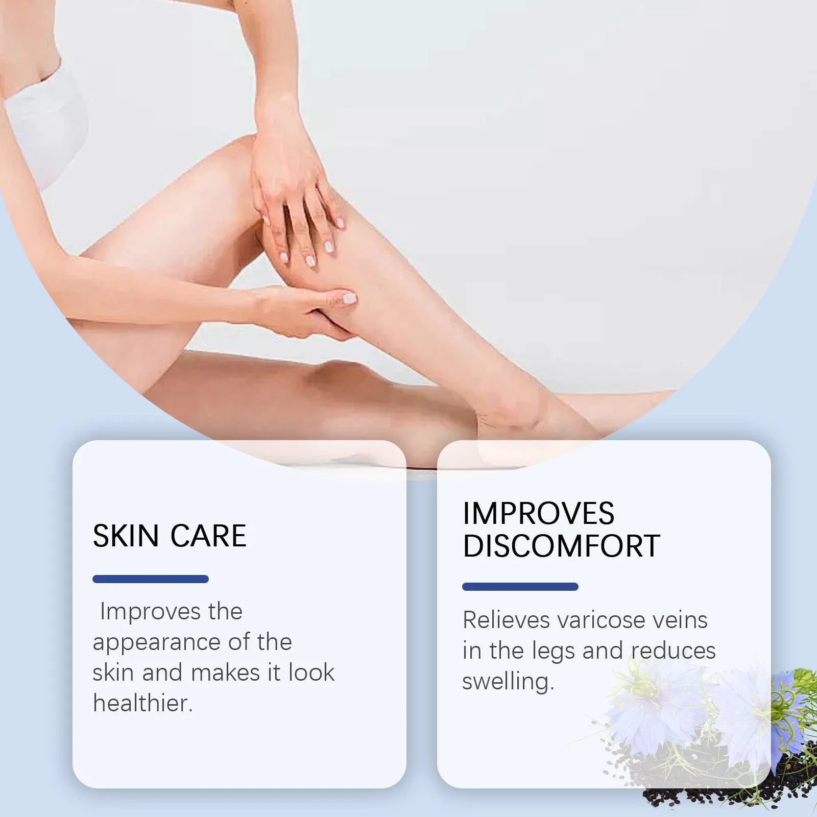 20g white tube of Herbal Gentle Soothing Leg Care Cream with black grass seeds and horse chestnut.