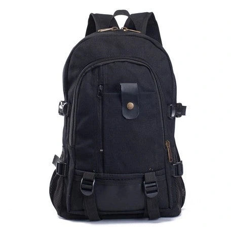 Stylish men's canvas backpack with zipper, perfect for students and professionals