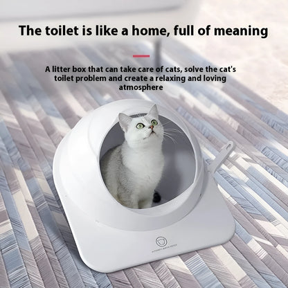 Large fully enclosed cat litter box in Ariston colour with curved entrance.