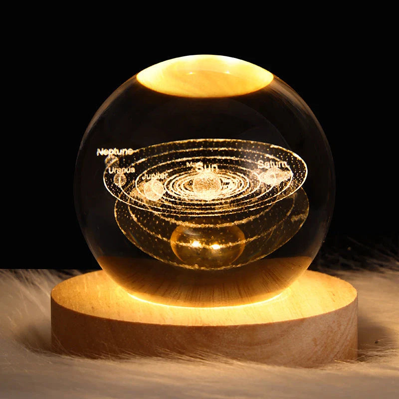 Enchanting galaxy crystal ball night light with 3D pattern, creating a mesmerizing celestial display for bedroom decor