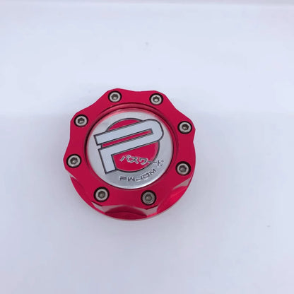 Aluminium alloy oil filter cap for Honda cars in red, blue, gold, and purple colour options.
