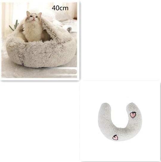 Cozy All-in-One Pet Bed in various colors and sizes, providing a plush and comfortable retreat for cats and dogs