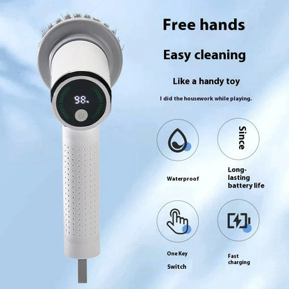 Wireless Electric Cleaning Brush with interchangeable heads for effortless sink and pot scrubbing