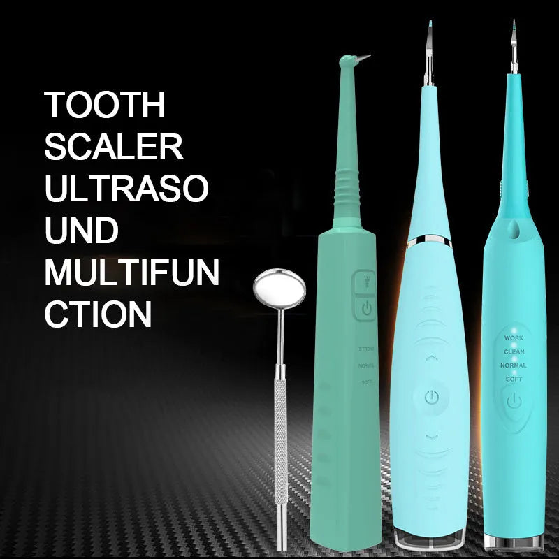 Pink and blue waterproof electric tooth scaler with 190mm handle for dental calculus removal