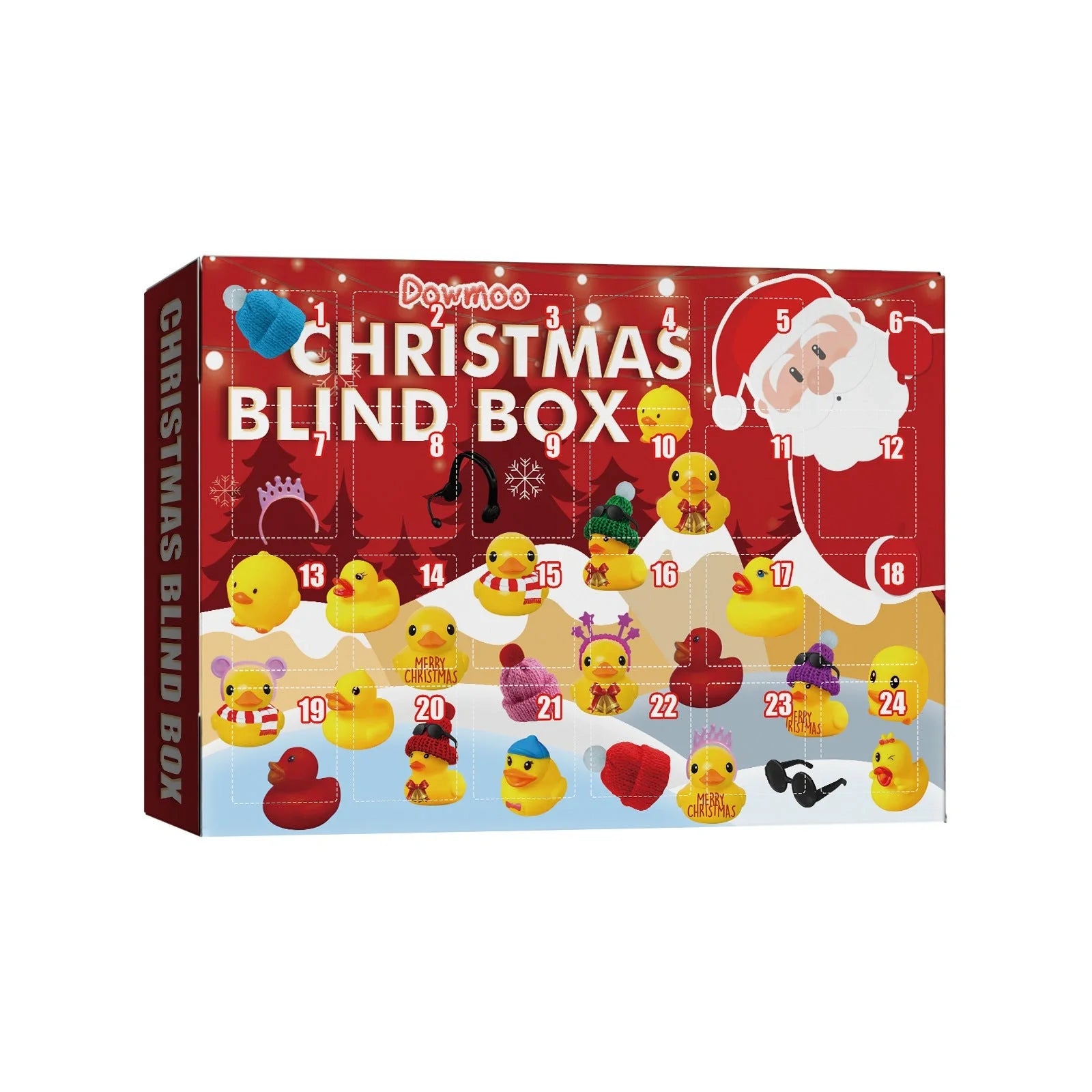 24 Days Countdown Christmas Advent Calendar Set with Funny Yellow Rubber Ducks for Kids