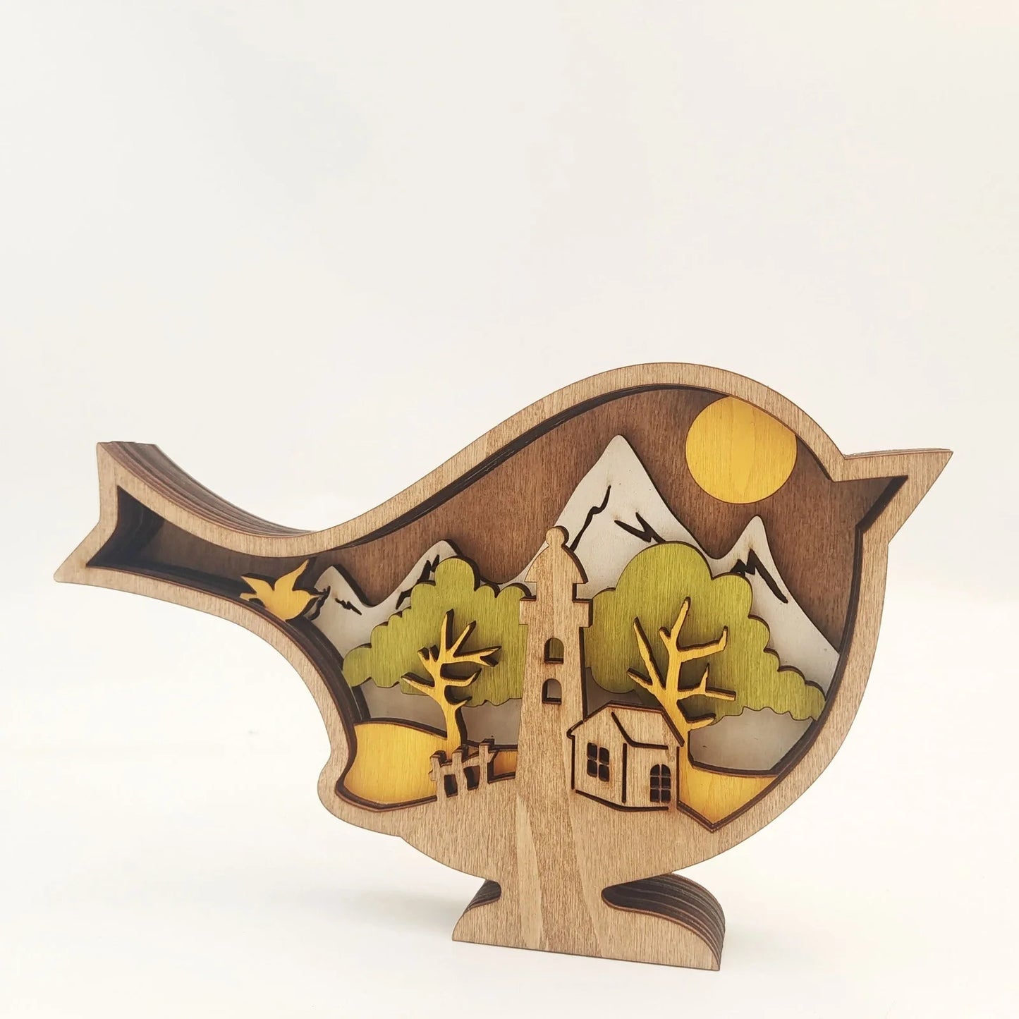 Boxwood animal home decoration with natural wood texture and detailed carving