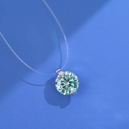 Women's moissanite clavicle chain with invisible fishing line and plum blossom design on 925 silver pendant