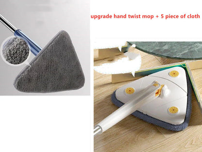 Extendable Triangle Mop with 360° rotatable head for deep cleaning floors, walls, and ceilings
