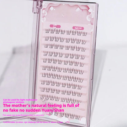 Natural long, pointed tail false eyelashes with 12-row kitten's paw lower lash design in 4mm, 5mm, and 6mm lengths.